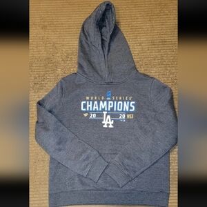 LA DODGERS YOUTH LARGE FANATICS HOODIE SWEATSHIRT 2020 WORLD SERIES CHAMPS